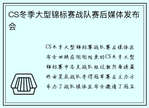 CS冬季大型锦标赛战队赛后媒体发布会