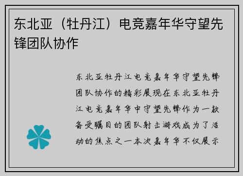 东北亚（牡丹江）电竞嘉年华守望先锋团队协作